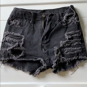 Dentz and denim black distressed high waist short